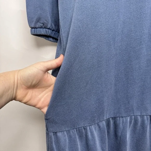 NWT Caslon Size M Blue Organic Cotton Blend Drop Waist Dress - Picture 3 of 8